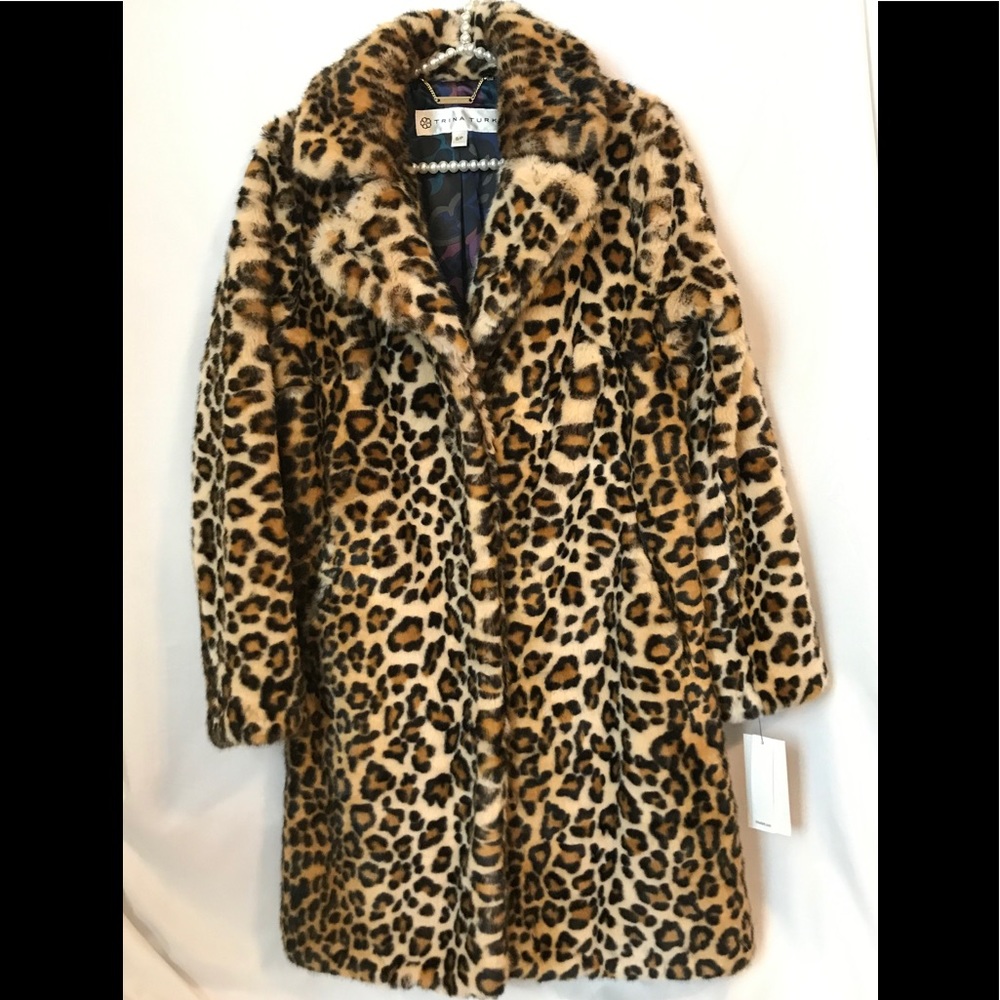 NWT - Trina Turk Leopard Faux Fur Coat
